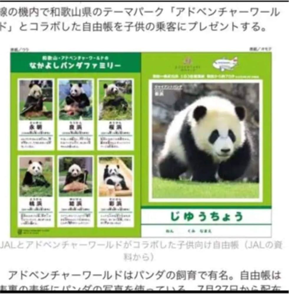 JAL非売品 ノート ジャポニカ学習帳 和歌山 アドベンチャーワールド パンダ Amazon.co.jp: JAL ノート ジャポニカ学習帳 和歌山